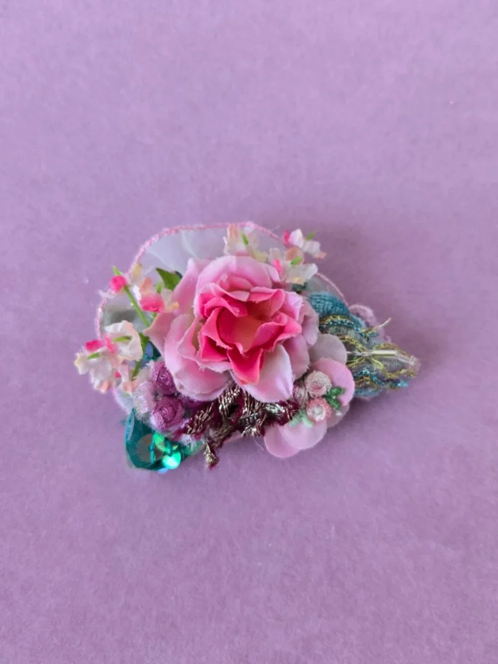 Handmade Vintage-Style Rose Posey Hair Clip Wedding Garden Party
